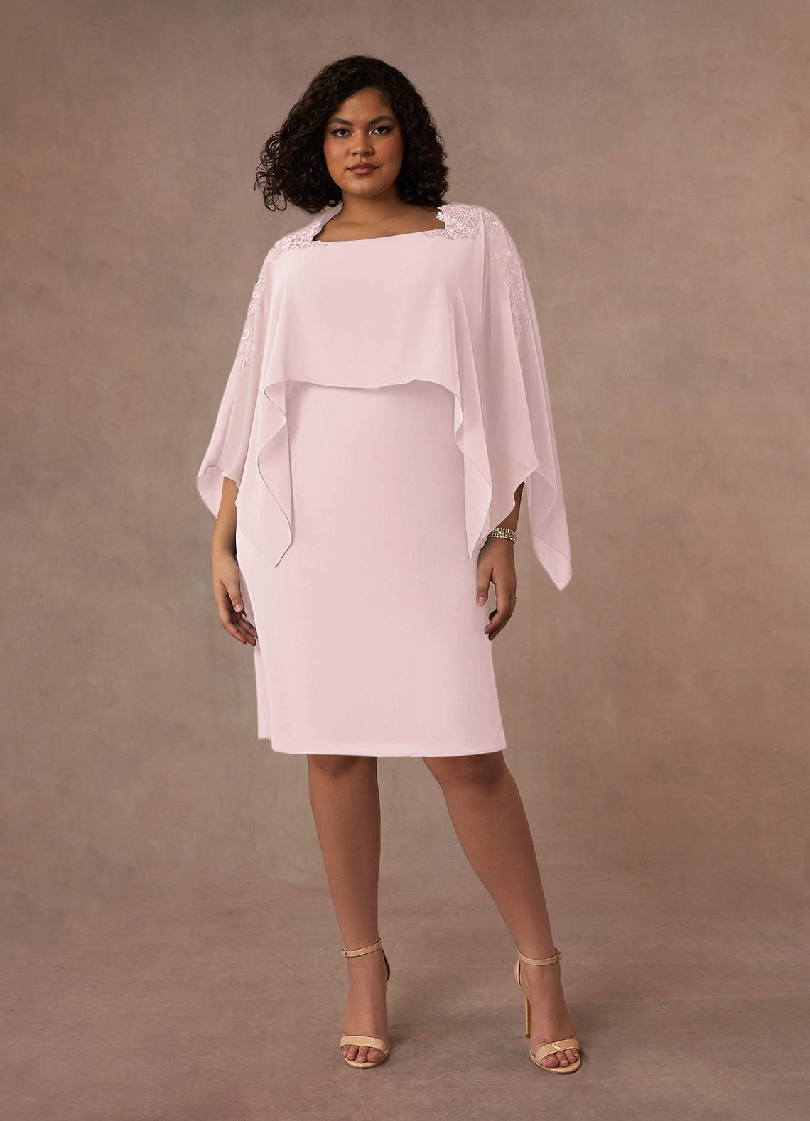 Azazie Maryam Mother of the Bride Dresses Blushing Pink Sheath Lace Chiffon Dress image5