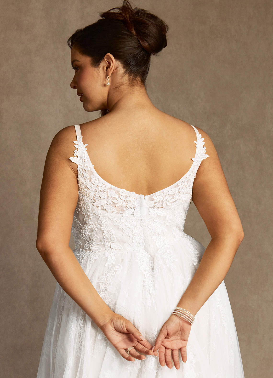Azazie Jolene Wedding Dresses Diamond White A-Line Lace Tulle Dress image10