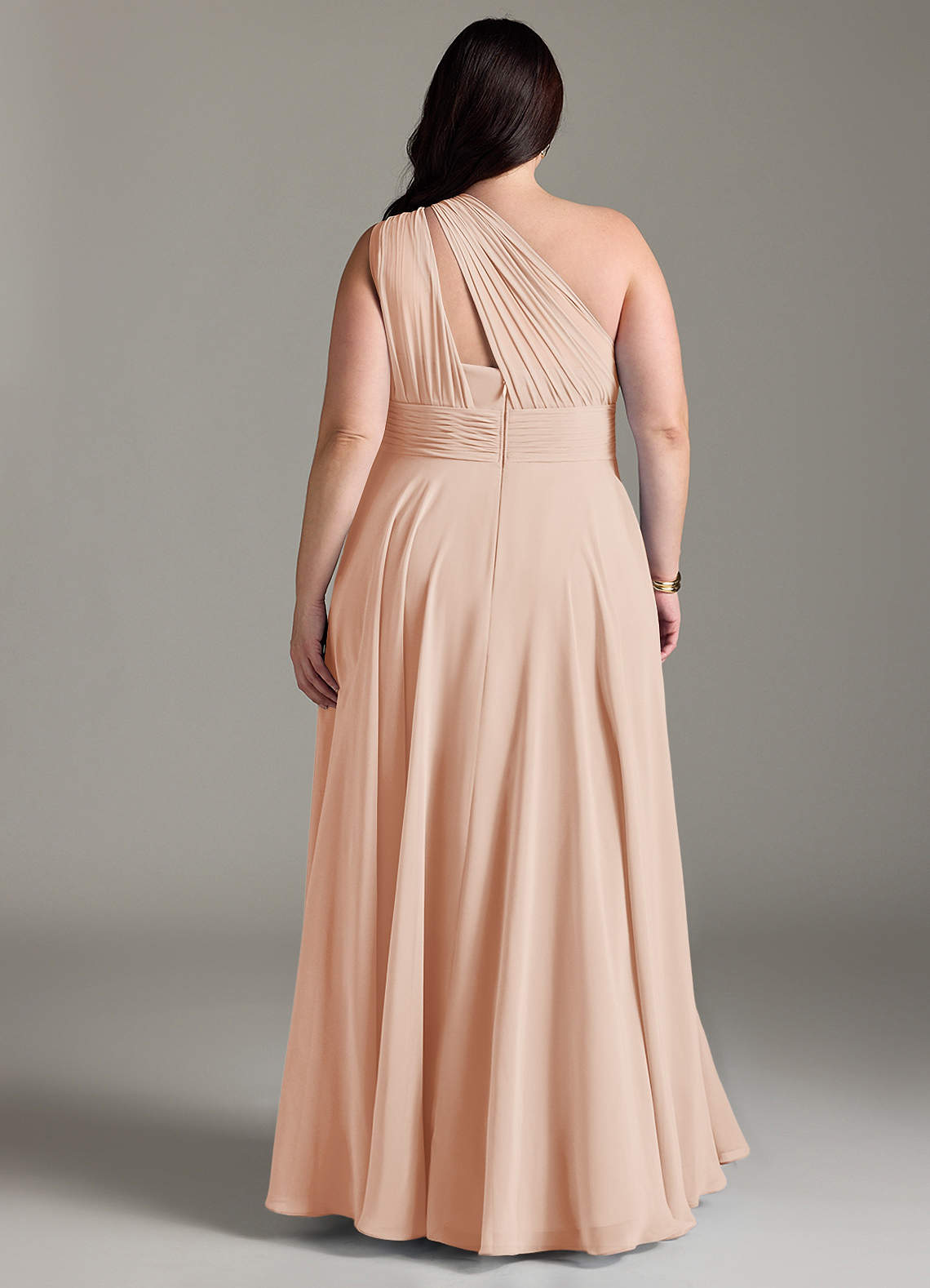 Azazie Charlize Bridesmaid Dresses English Rose A-Line One Shoulder Chiffon Dress image7