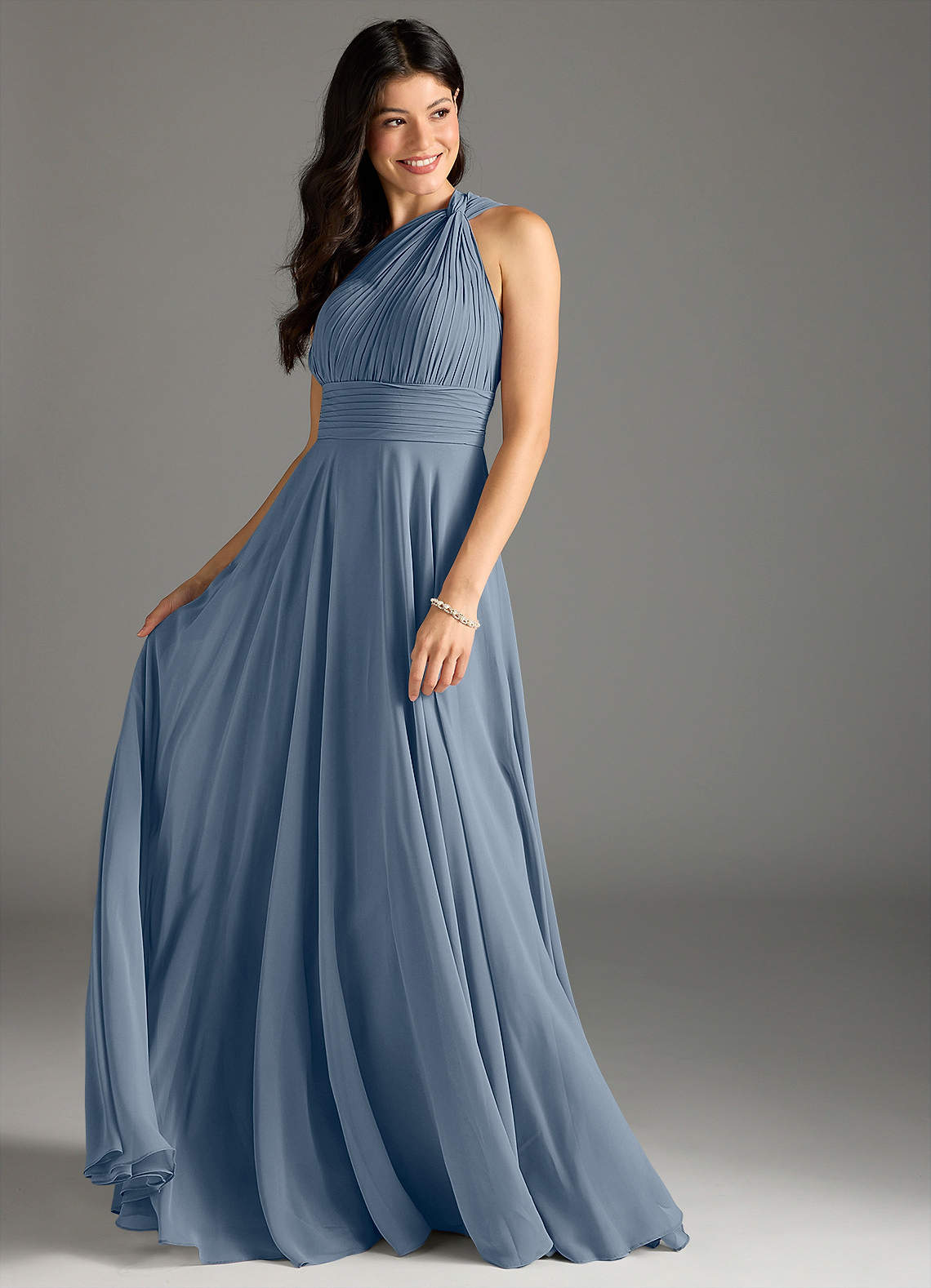 Azazie Charlize Bridesmaid Dresses Twilight A-Line One Shoulder Chiffon Dress image2