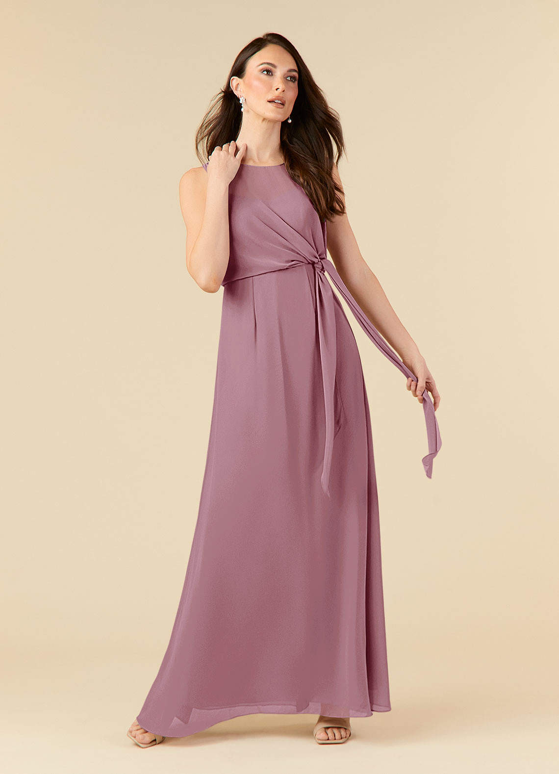 Azazie Marchioness Mother of the Bride Dresses Vintage Mauve A-Line Scoop Pleated Chiffon Dress image1