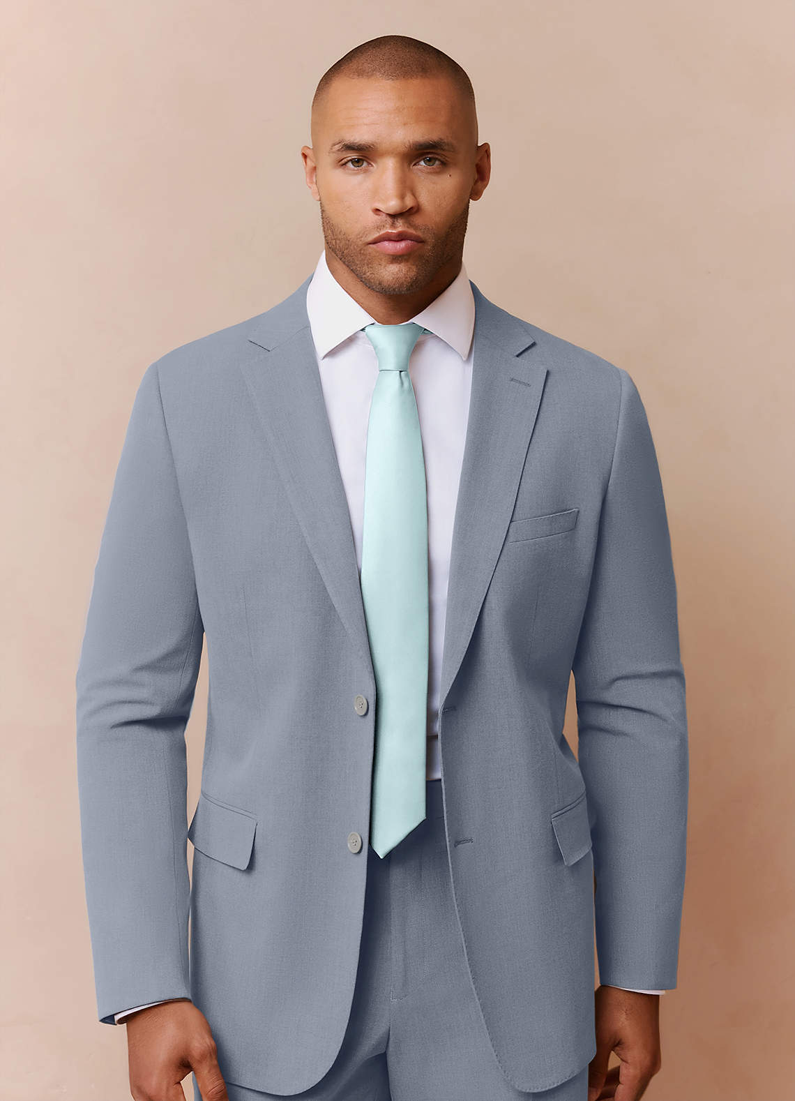 front Savile Light Blue Wool Blend Suit Jacket