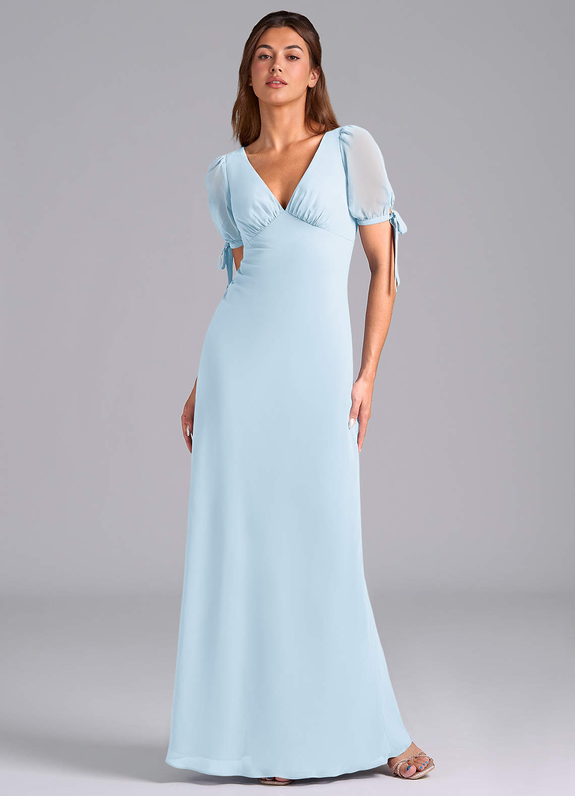 Azazie Pheby Bridesmaid Dresses Sky Blue A-Line Pleated Chiffon Dress image1