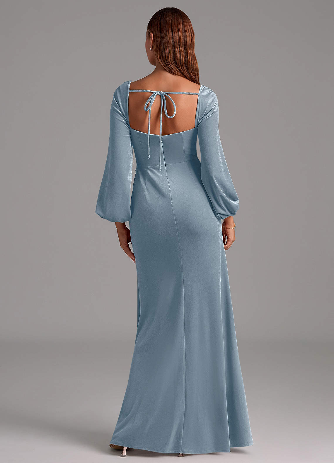 long velvet blue dress Gold Lace Royal Blue Velvet Long Sleeve Prom Gown