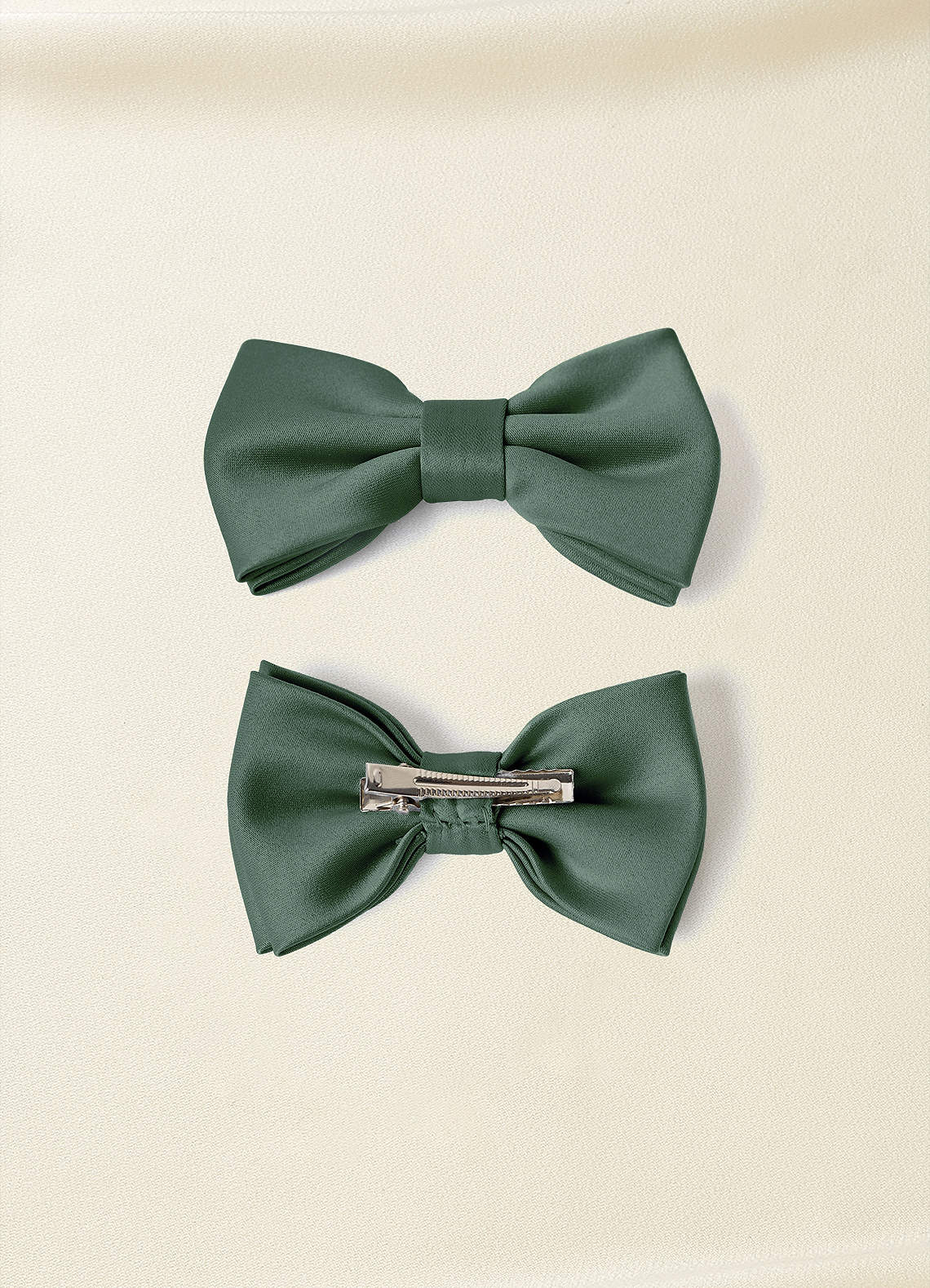 front Matte Satin Bow Hair Clip Set