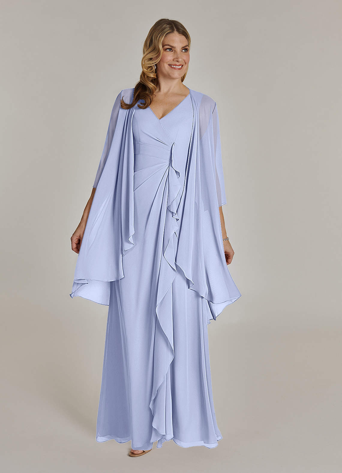 Azazie Manuella At-home Try On Dresses Cabernet A-Line V-Neck Pleated Chiffon Dress image2