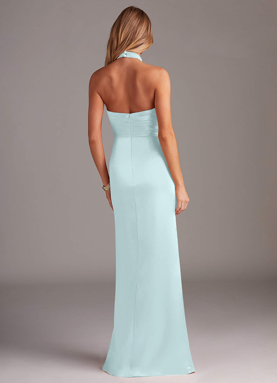 Azazie Jemma Brautjungfernkleider Etui Plissee Stretch-Satin Kleid Seegrün image5