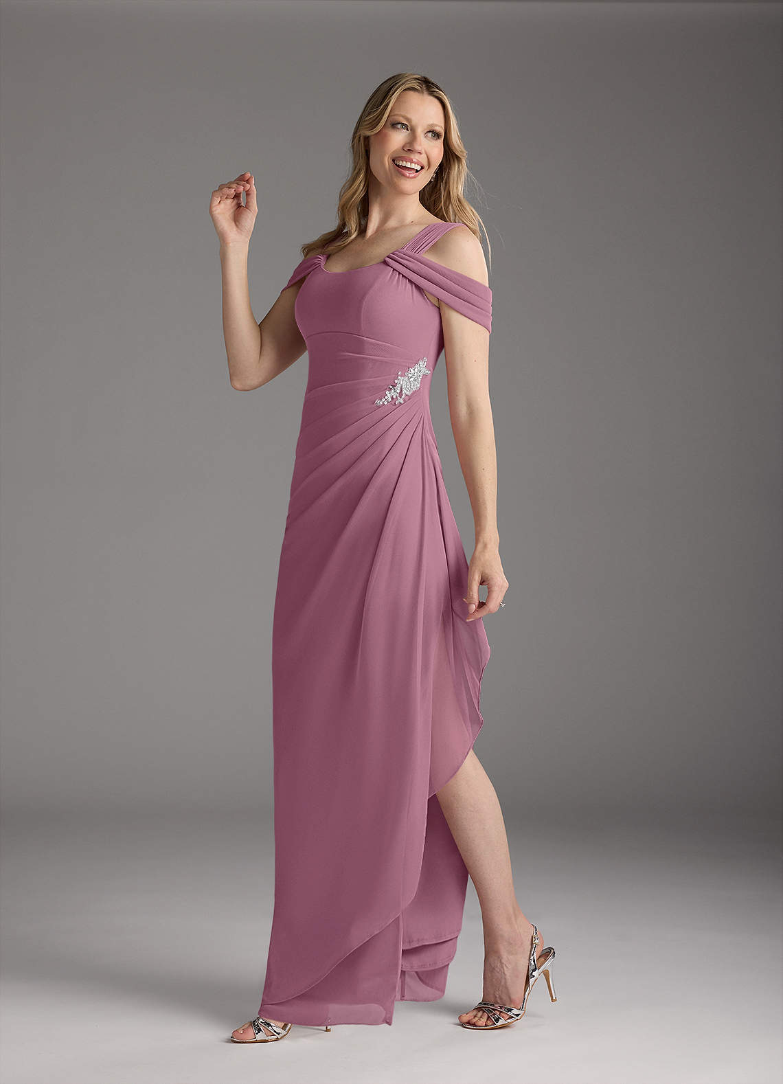 Azazie Weitzman Mother of the Bride Dresses Vintage Mauve Sheath Sequins Mesh Dress image1