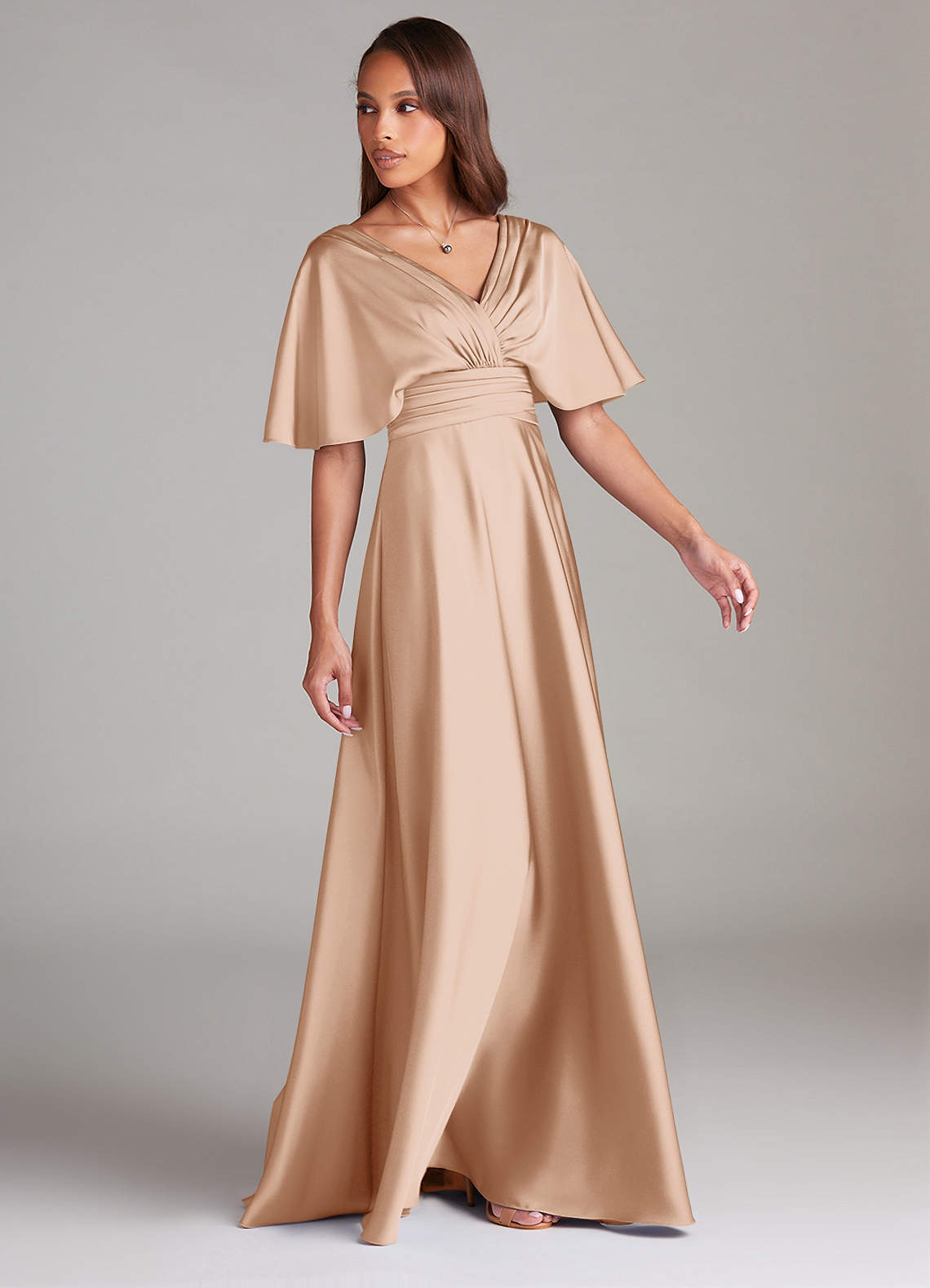 Azazie Pamela Klänningar att prova hemma Klä av A-Linje i Stretch Satin Plisserad Svart image2