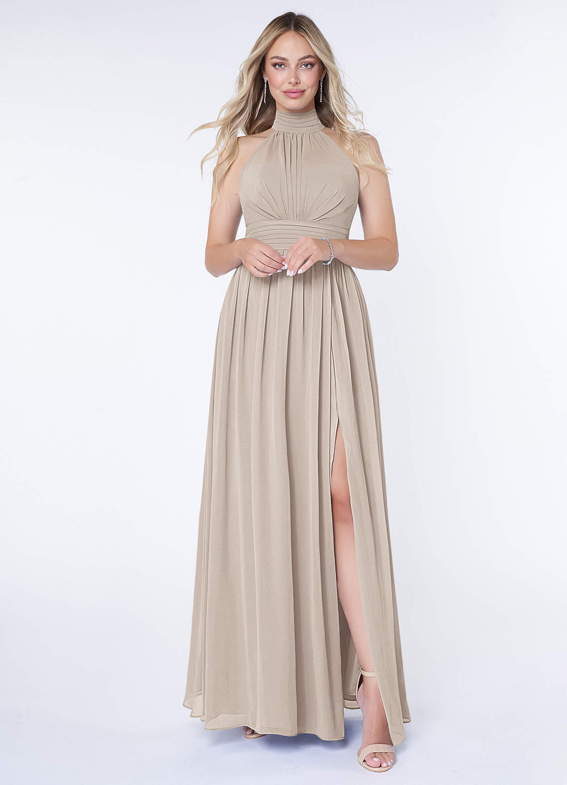 Azazie Iman Bridesmaid Dresses Frost A-Line A-Line Ruched Chiffon Dress image1