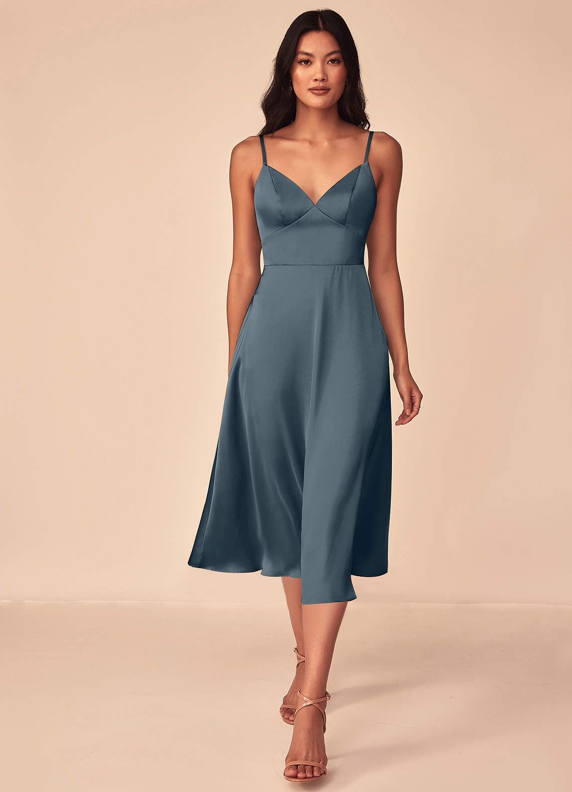 Azazie Dottie Bridesmaid Dresses Twilight A-Line Stretch Satin Dress image1