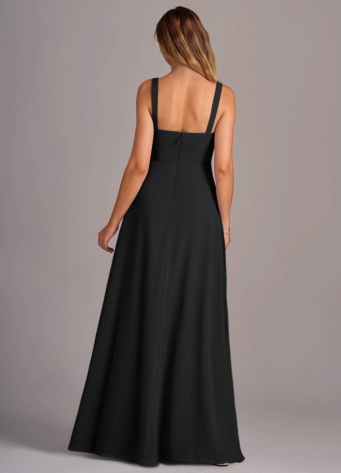 Azazie Debra Bridesmaid Dresses Black A-Line with Pockets Chiffon Convertible Dress image5