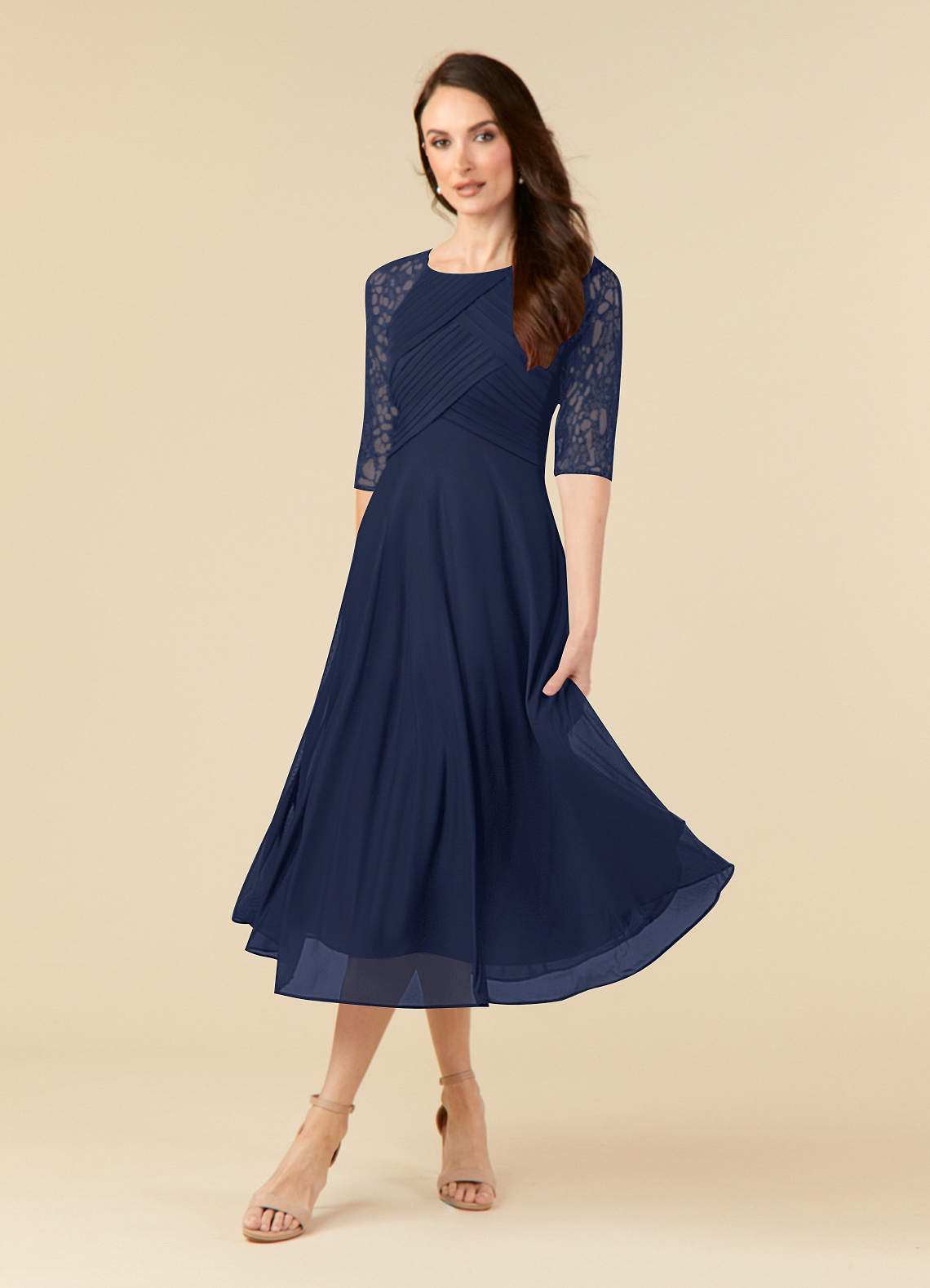 Azazie Gracelyn Mother of the Bride Dresses Dark Navy A-Line Lace Dress image2