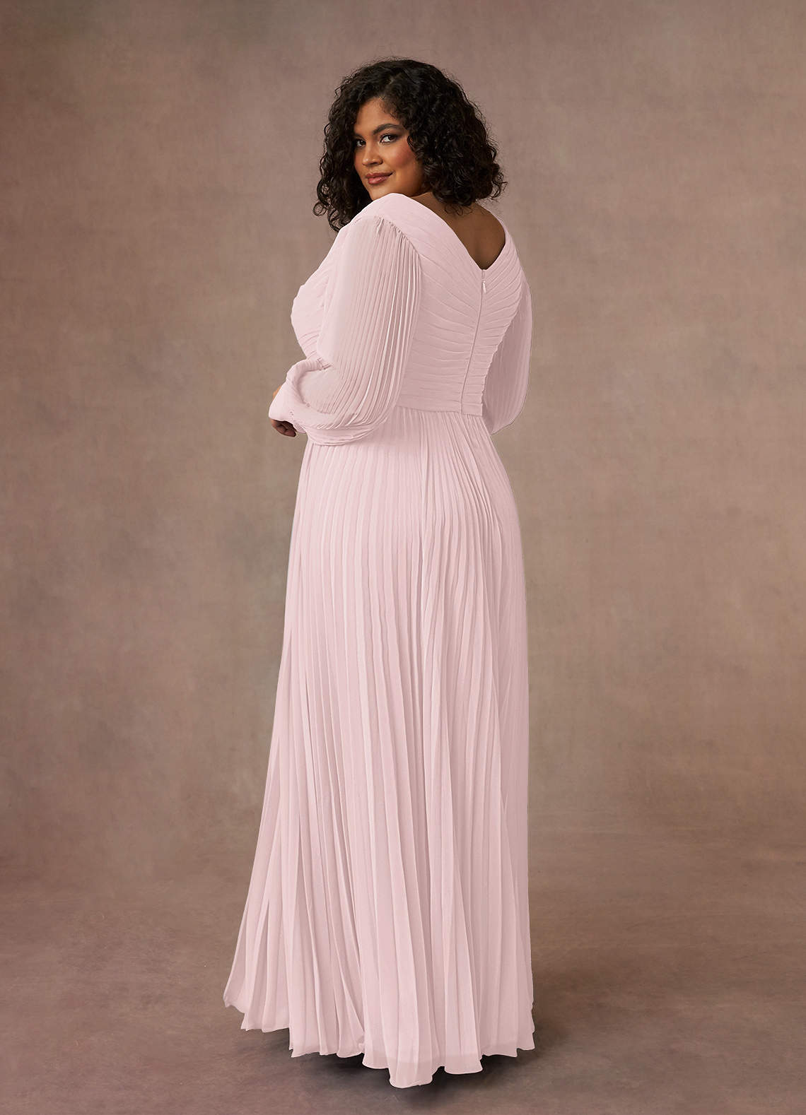 Azazie Zina Mother of the Bride Dresses Blushing Pink A-Line Pleated Chiffon Dress image9