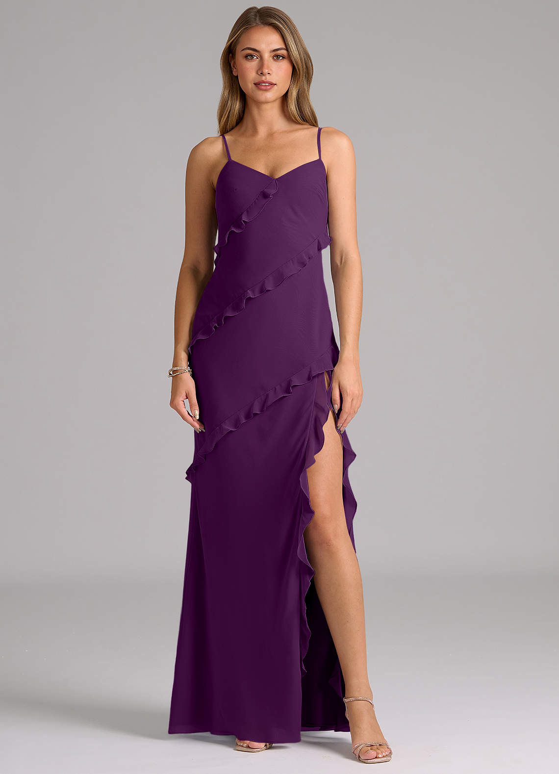Azazie Nancie Bridesmaid Dresses Grape Mermaid Ruched Chiffon Dress image1