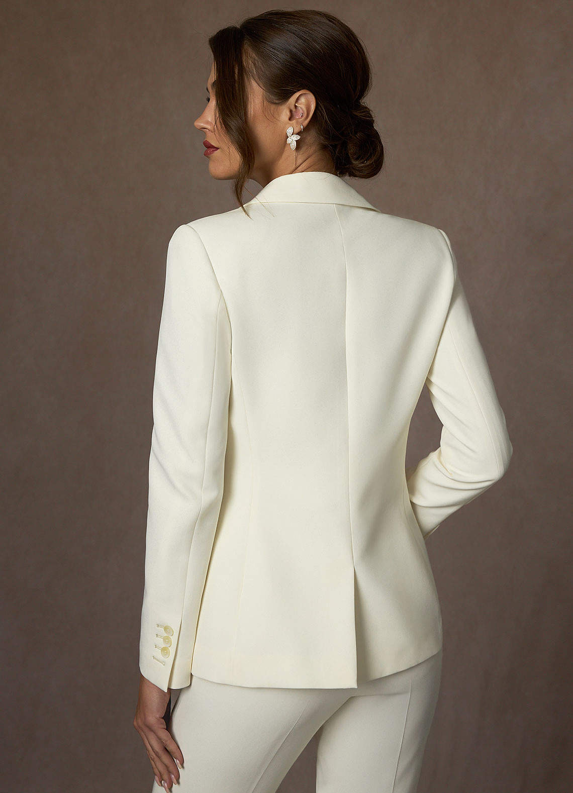front Charlotte Ivory Refined Weave Blazer