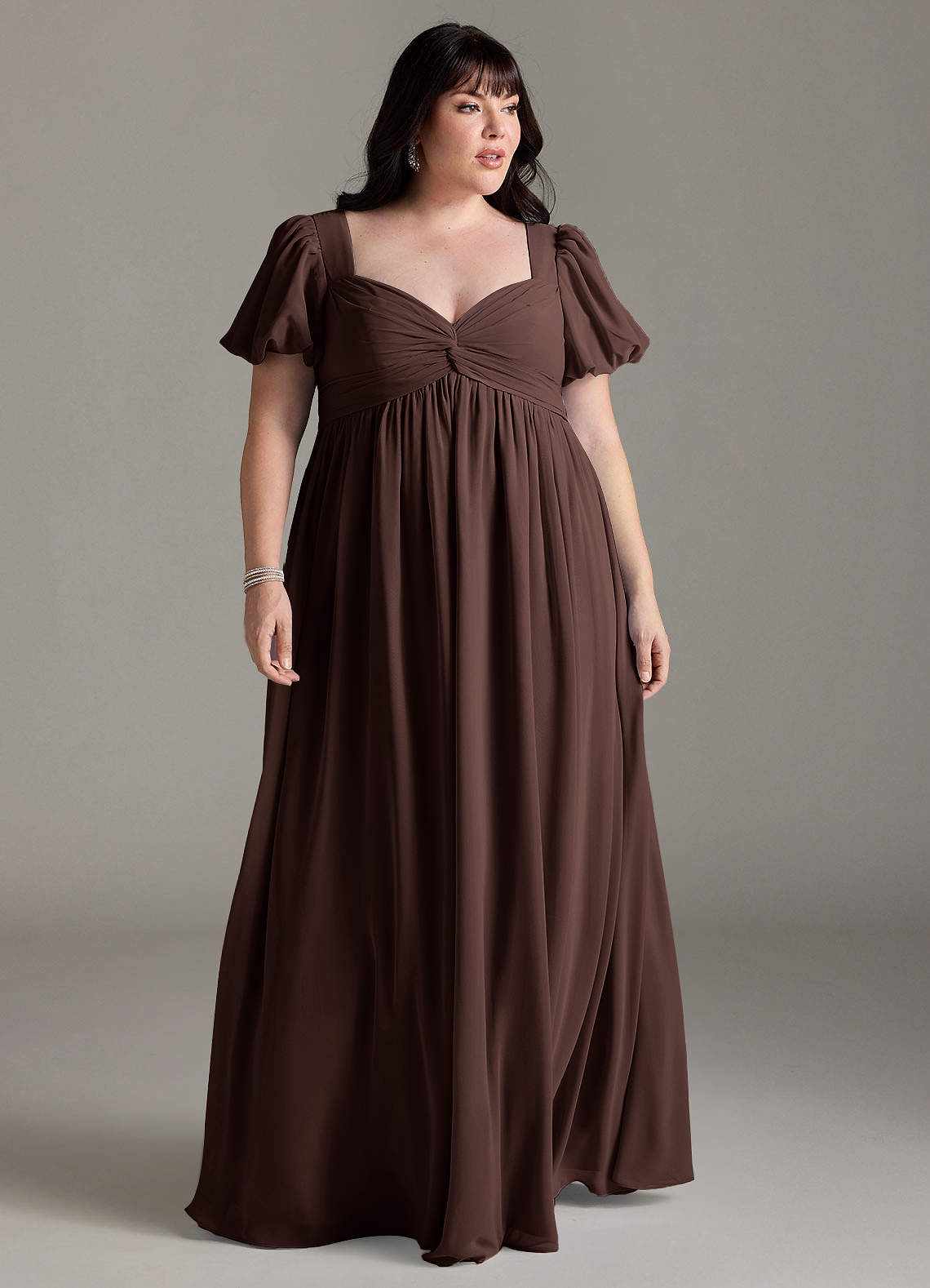 Azazie Madisynn Maternity Bridesmaid Dresses Bow Chiffon Floor-Length Dress image1