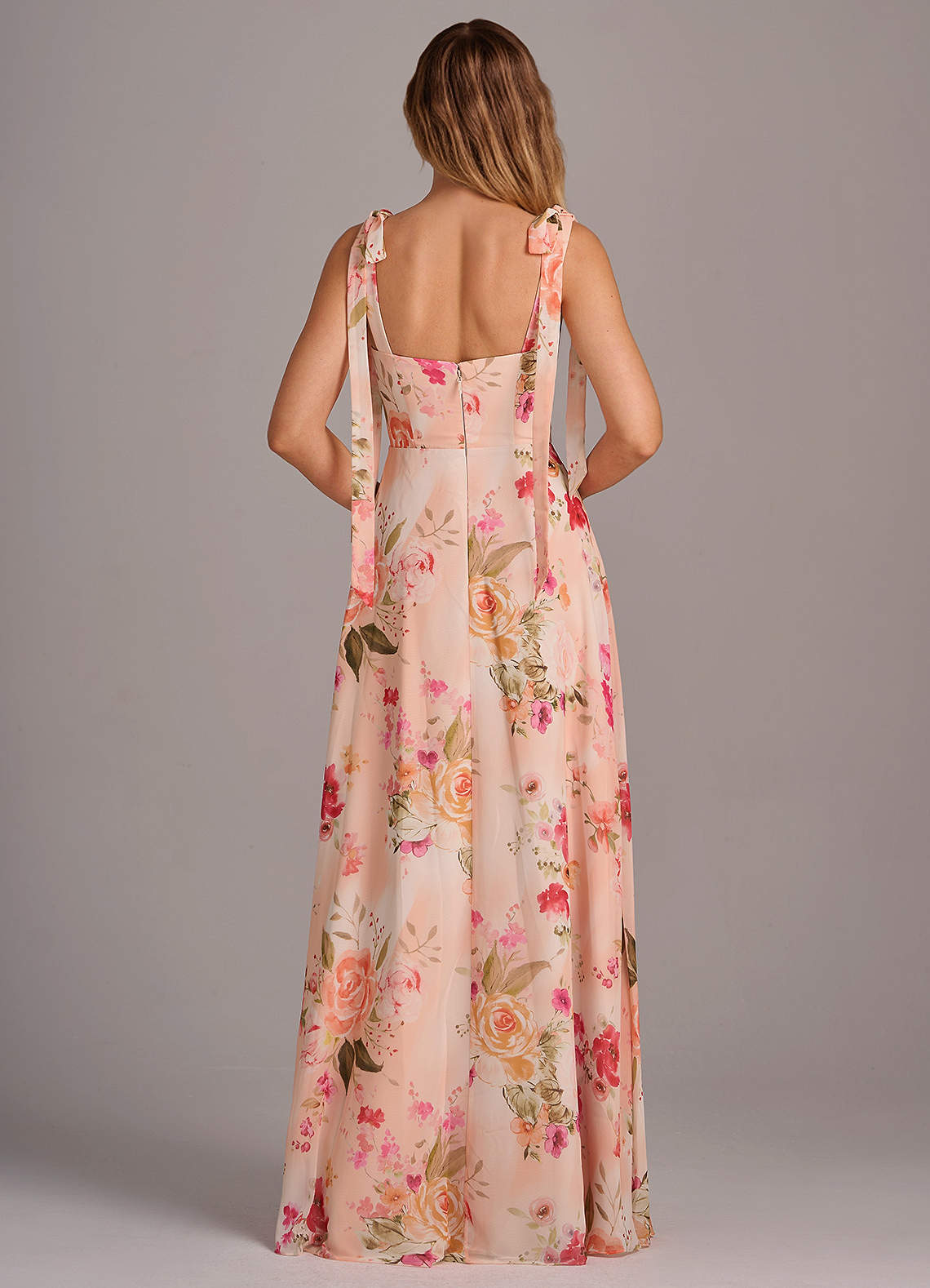 Azazie Debra Bridesmaid Dresses Abstract Bouquet Floral A-Line with Pockets Chiffon Convertible Dress image2