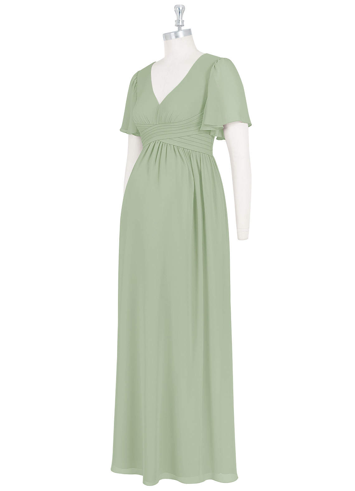 Azazie Verna Vestidos de dama de honra para maternidade Vestir Linha A Ruched Comprimento do chão Chiffon image8