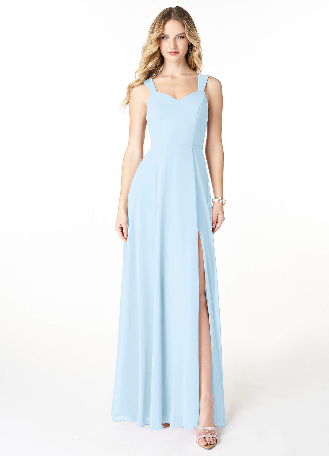 Azazie Julie Bridesmaid Dresses Sky Blue A-Line Sweetheart Neckline Chiffon Dress image1