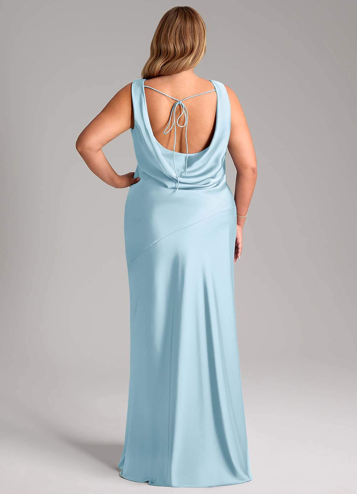 Azazie Rylina Bridesmaid Dresses Sky Blue Mermaid Stretch Satin Dress image7