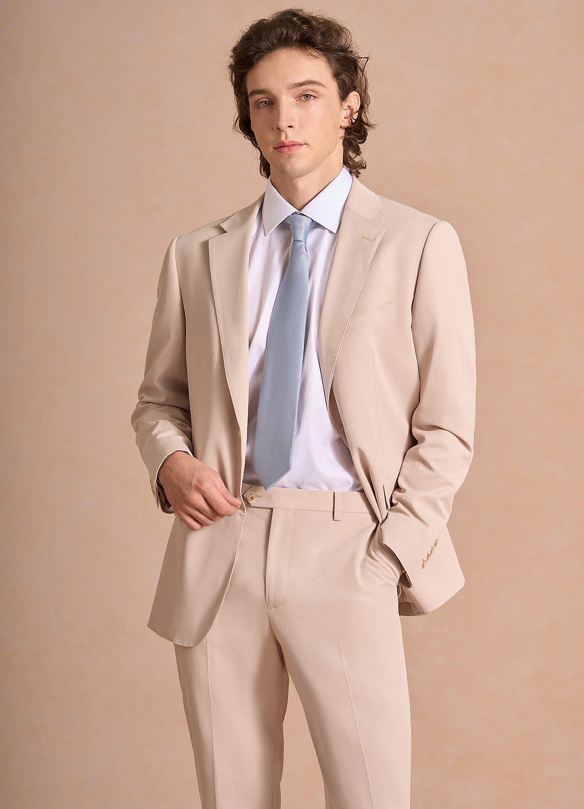 front Carter Tan Cotton Linen Blend Suit Jacket
