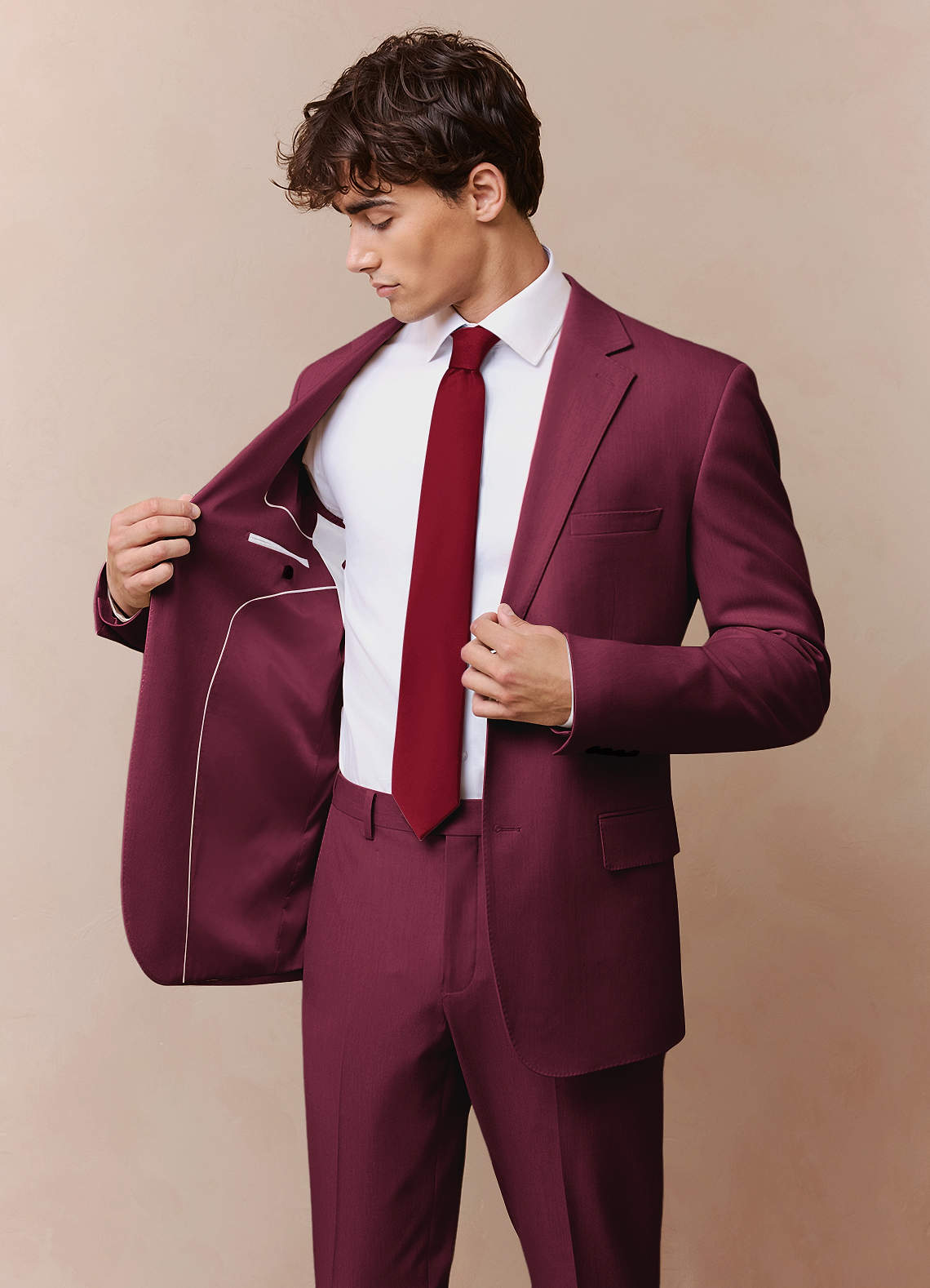 front James Burgundy Structured Stretch Suit Jacket
