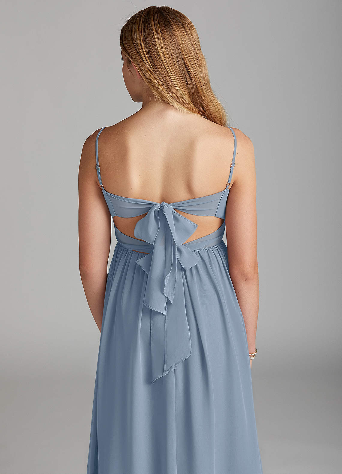 Azazie Zeya Junior Dusty Blue A-Line Chiffon Dress image1