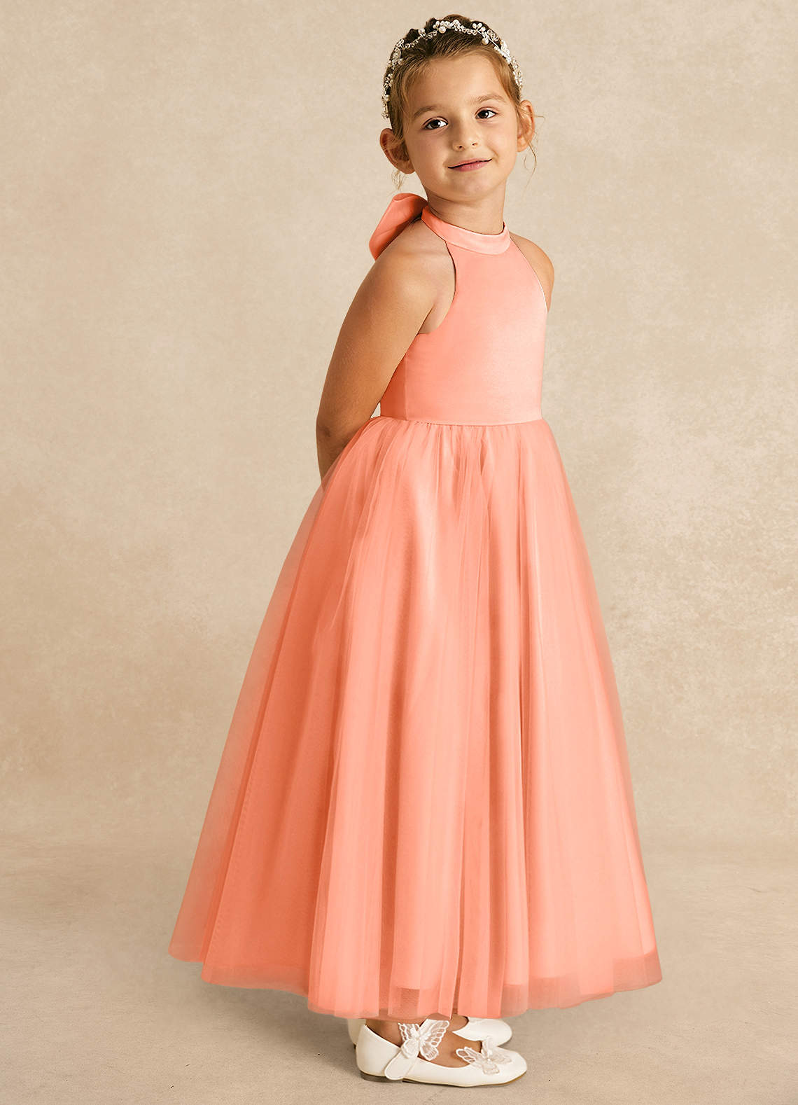 Azazie Bev Flower Girl Dresses Sunset A-Line Convertible Tulle Dress image7