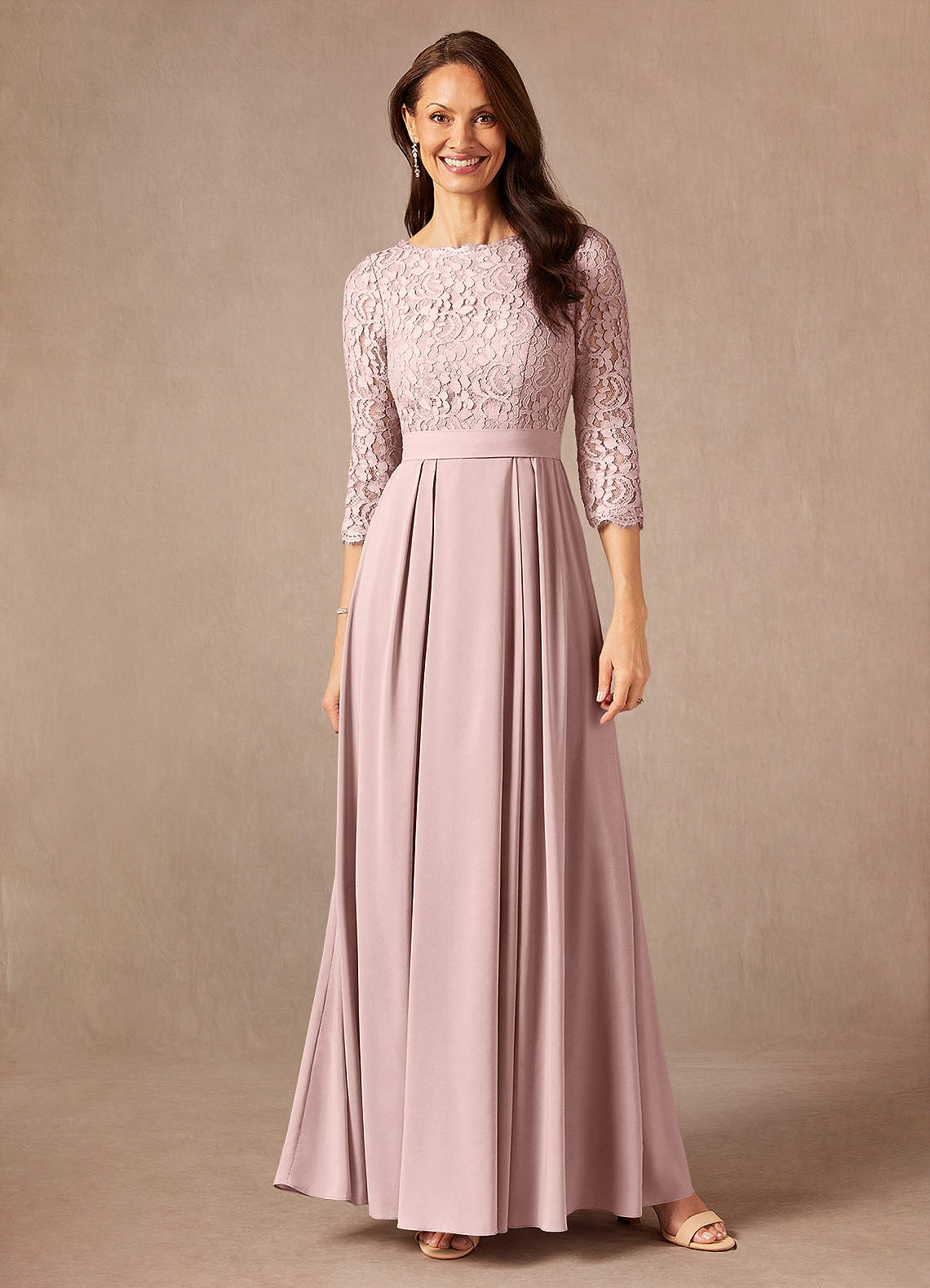 Azazie Lucianna Mother of the Bride Dresses Dusty Rose A-Line Lace Dress image1