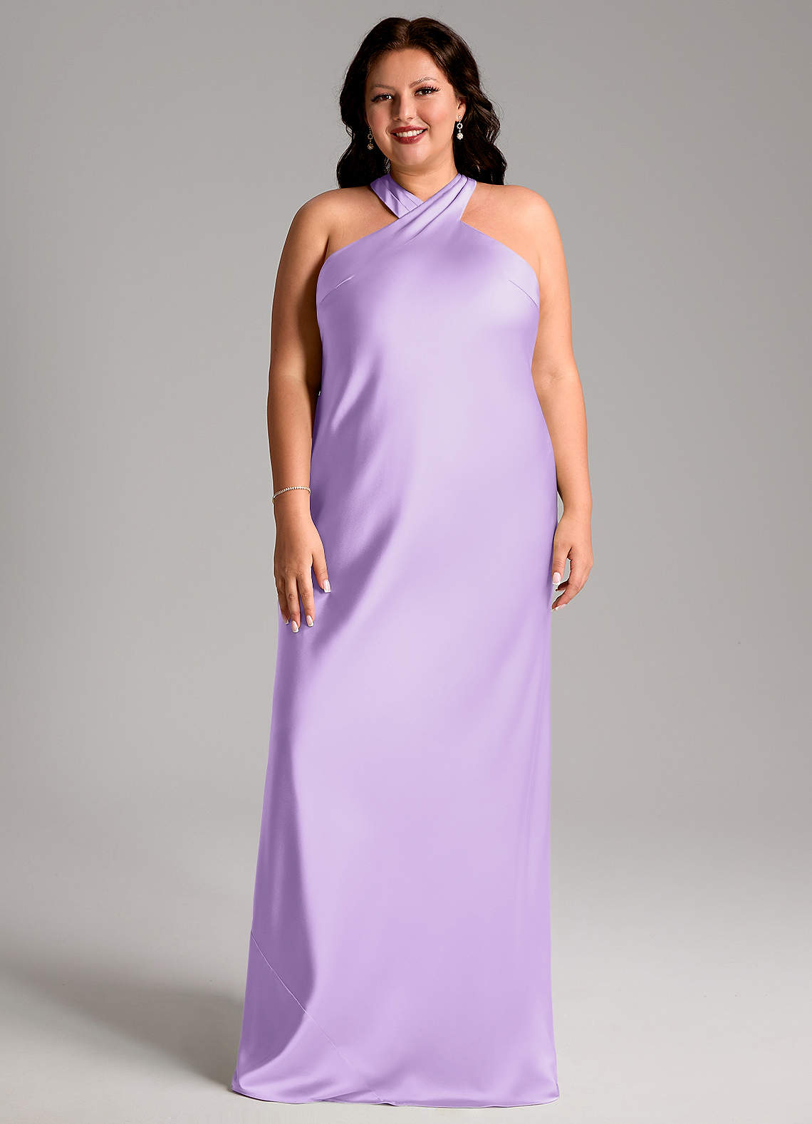 Azazie Doretta Bridesmaid Dresses Lilac Mermaid Pleated Stretch Satin Dress image5