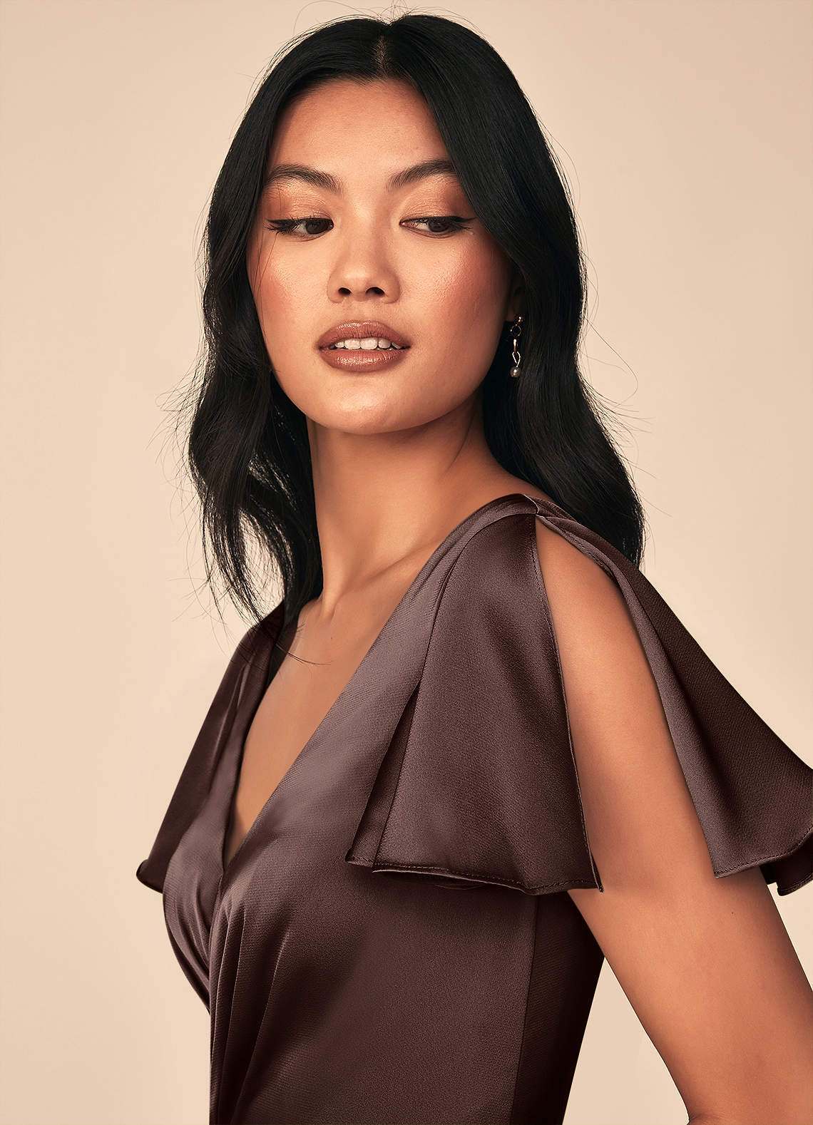 Azazie Soren Brudtärnklänningar Klä av A-Linje i Stretch Satin Plisserad Ganache image5