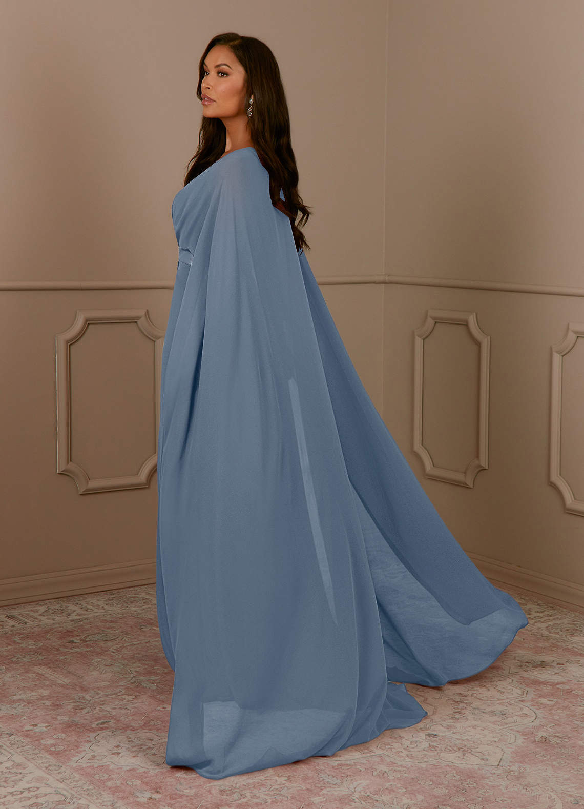 Azazie Isa Mother of the Bride Dresses Twilight A-Line V-Neck Pleated Chiffon Dress image2