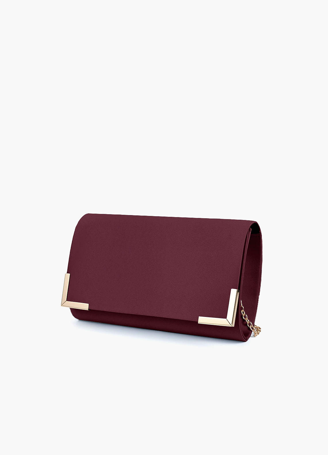 front Matching Color Matte Satin Envelope Clutch Bag