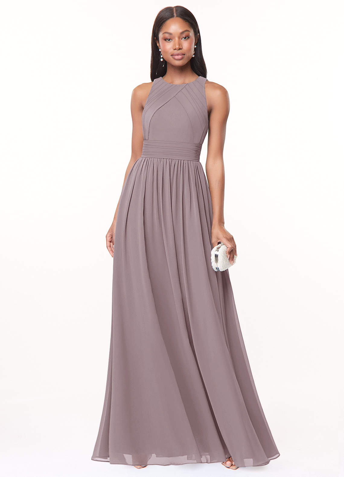 Azazie Harper Bridesmaid Dresses Dusk A-Line Pleated Chiffon Dress image1