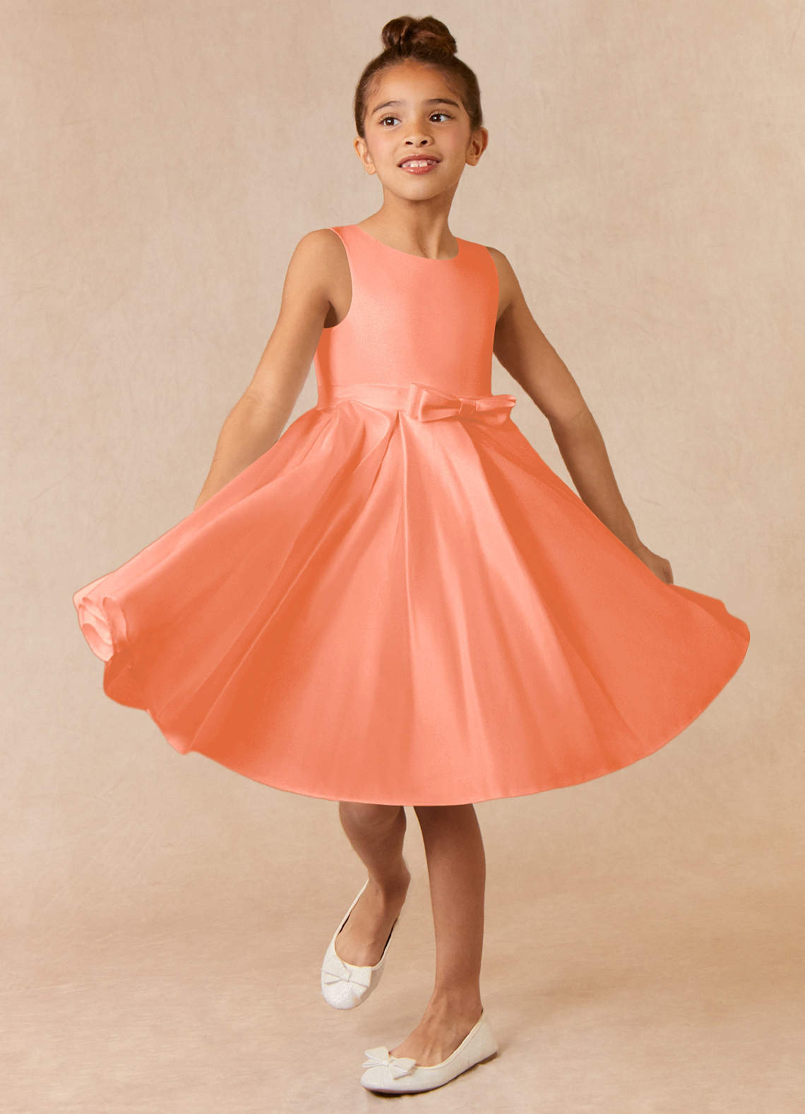 Sunset Azazie Coco Sunset A-Line Bow Matte Satin Dress | Azazie