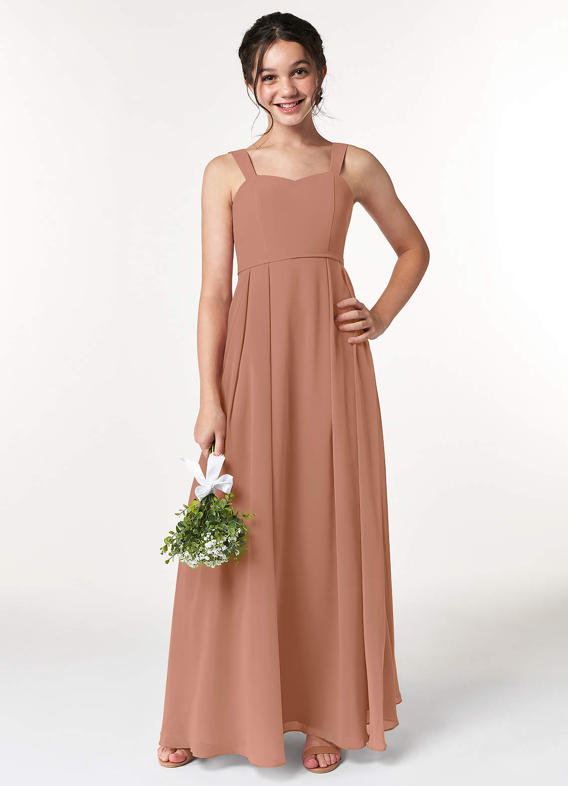 Azazie Simoan Junior Bronzer A-Line Sweetheart Neckline Chiffon Dress image1
