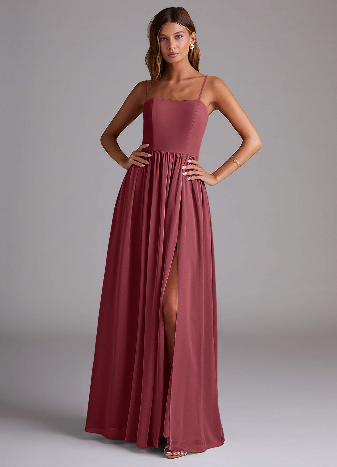 Azazie Calianna Bridesmaid Dresses Merlot A-Line Off the Shoulder Chiffon Convertible Dress image1