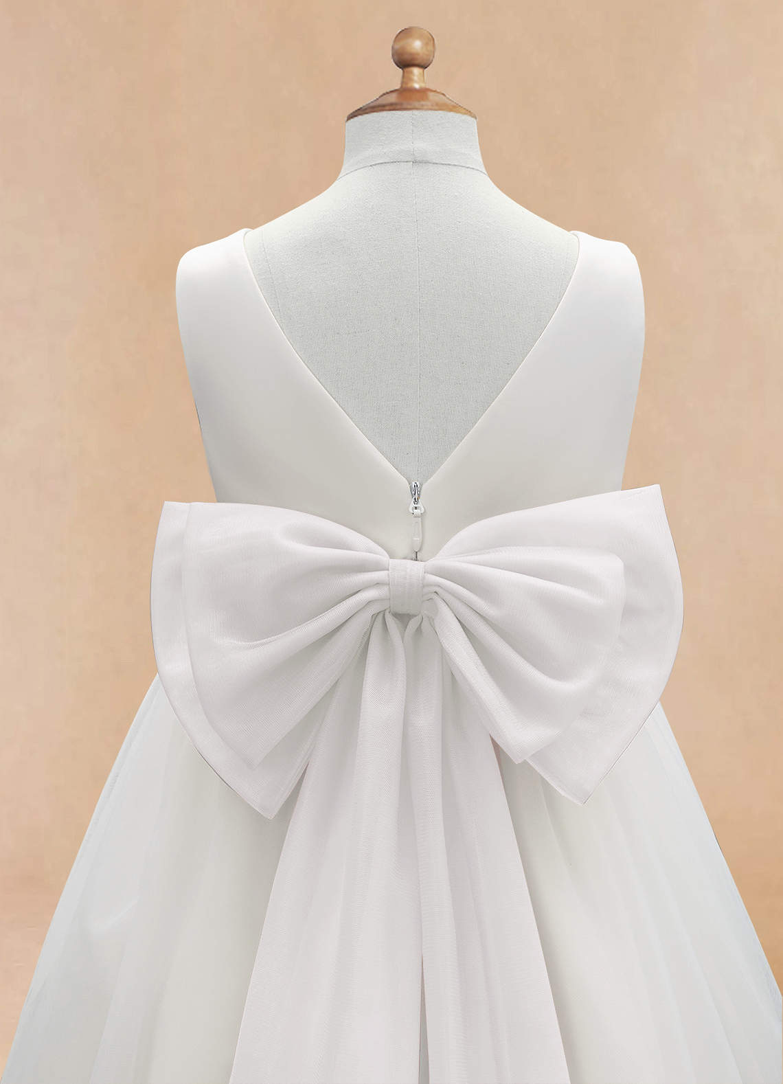 Azazie Kavi Flower Girl Dresses White A-Line Bow Matte Satin Dress image9