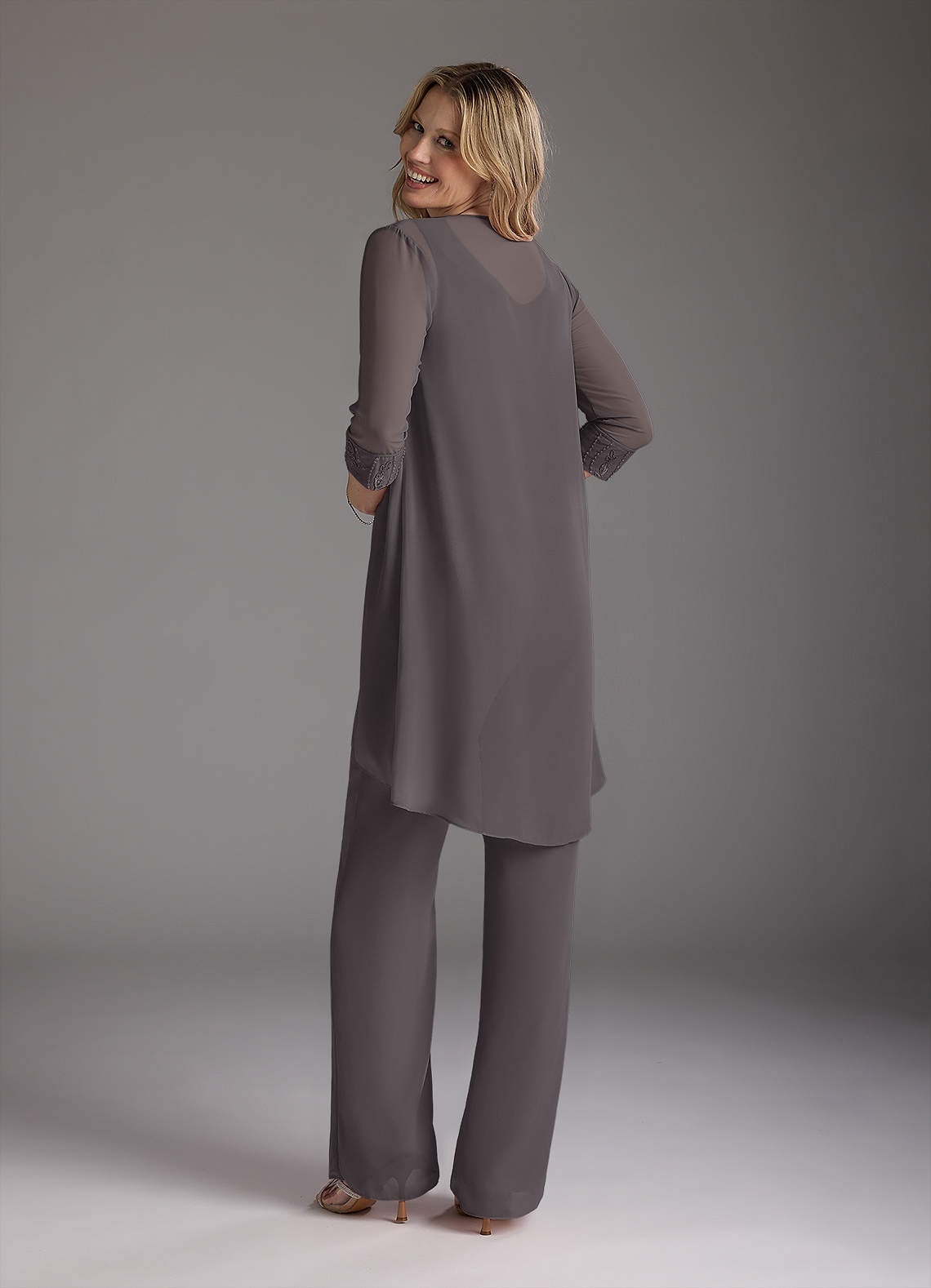 Azazie Maura Mother of the Bride Dresses Steel Grey Jumpsuit/Pantsuit Sequins Chiffon Dress image10