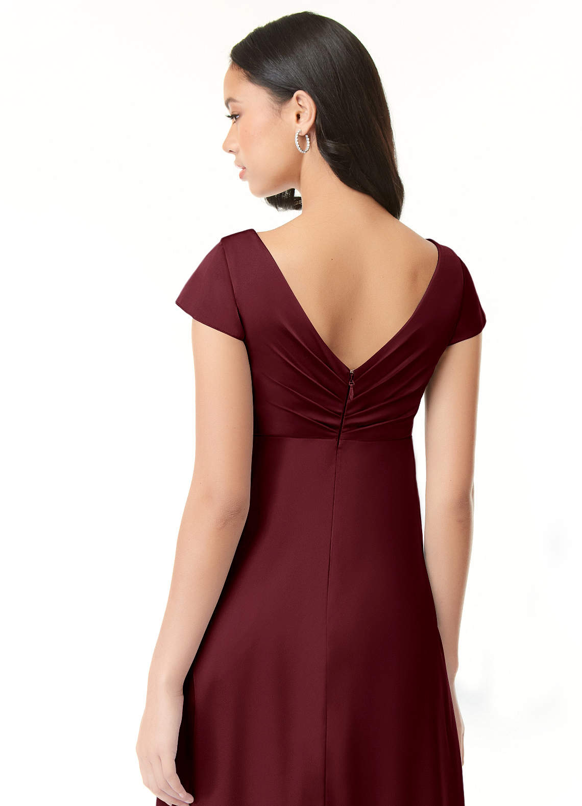 Azazie Allessia vestidos de dama de honor de maternidad Vestido de Corte En A Plisado Hasta el suelo Satén Elástico image6