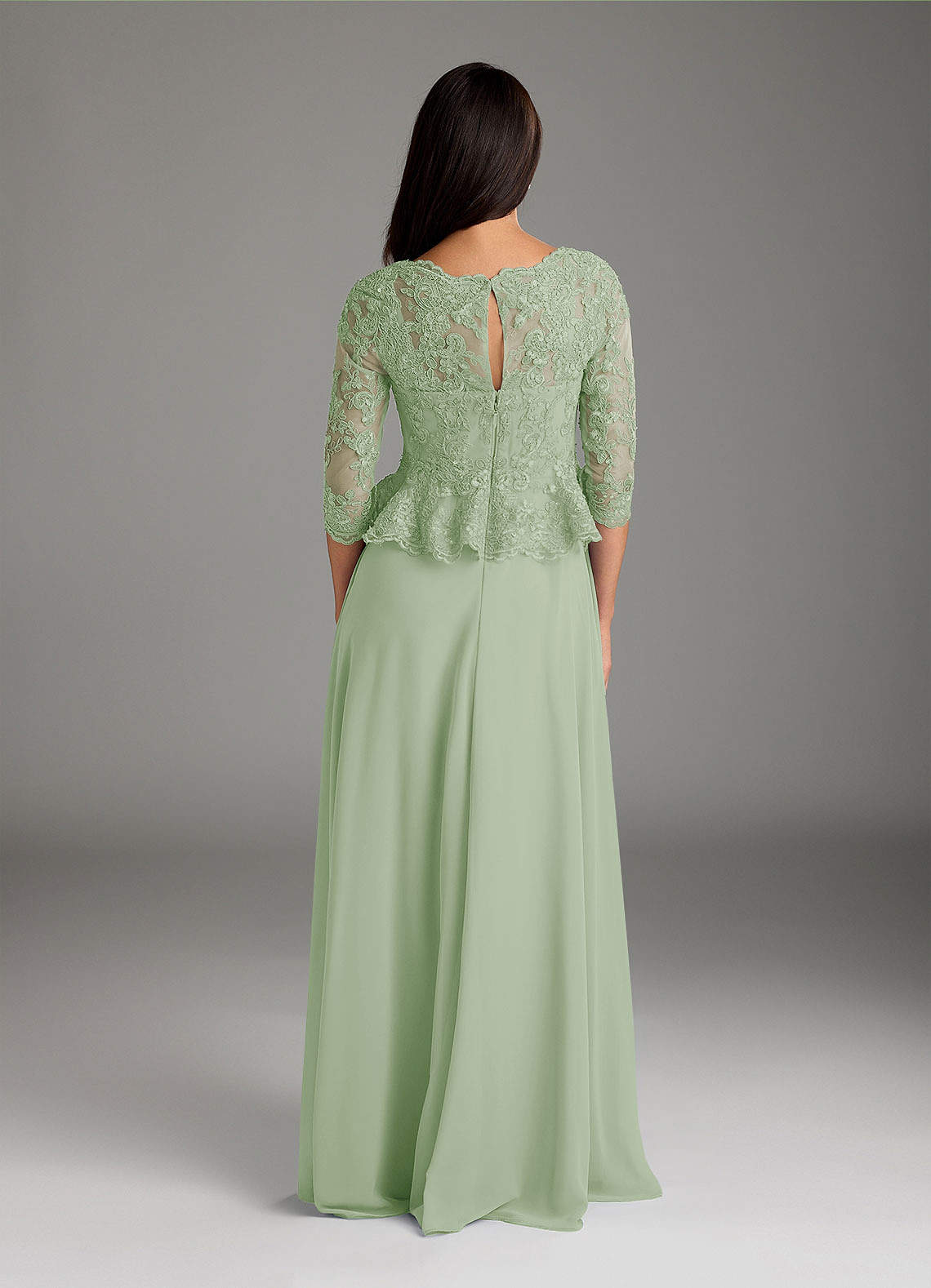 Azazie Averie Mother of the Bride Dresses Dusty Sage A-Line Boatneck Sequins Chiffon Dress image5