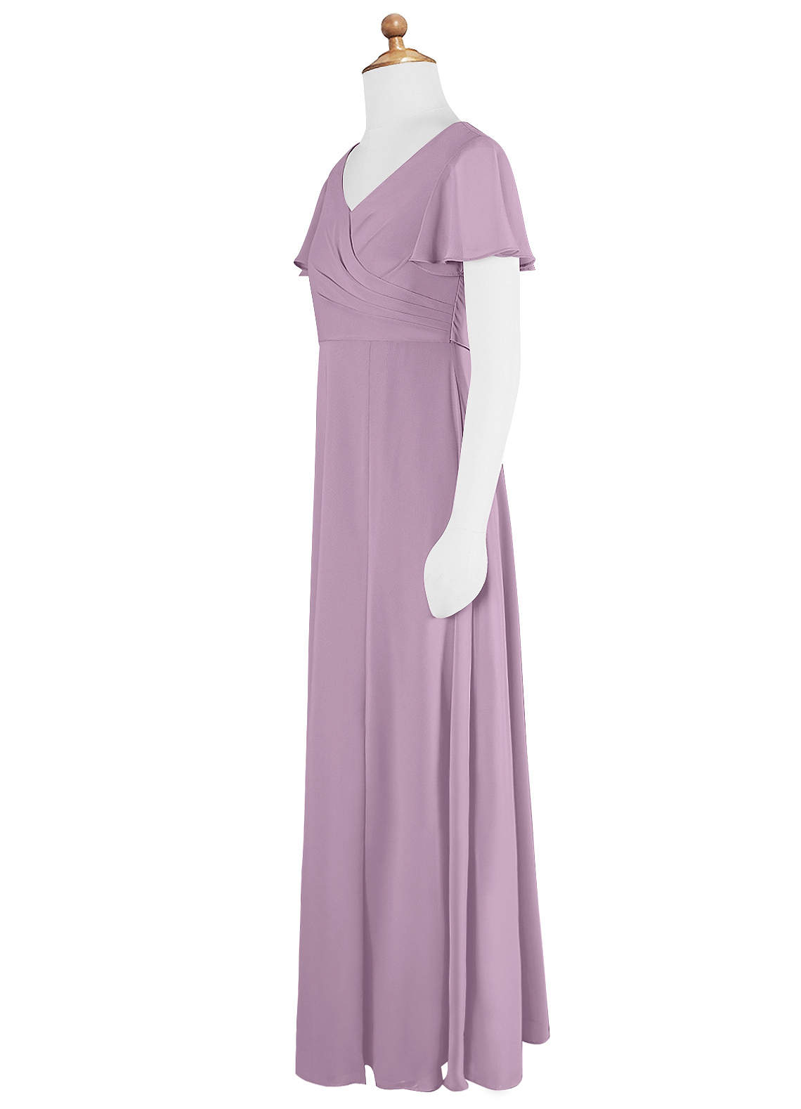 Azazie Induh Junior Wisteria A-Line Ruched Chiffon Dress image7