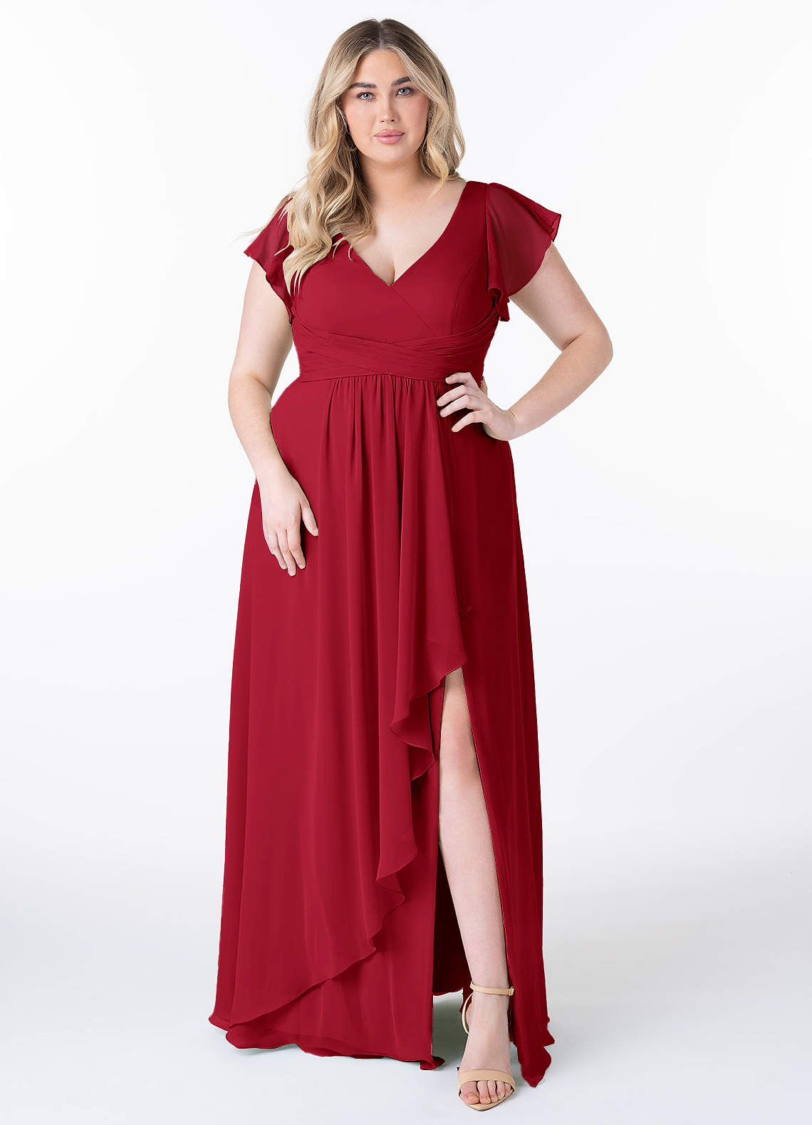 Azazie Omari Bridesmaid Dresses Scarlet A-Line Chiffon Dress image1