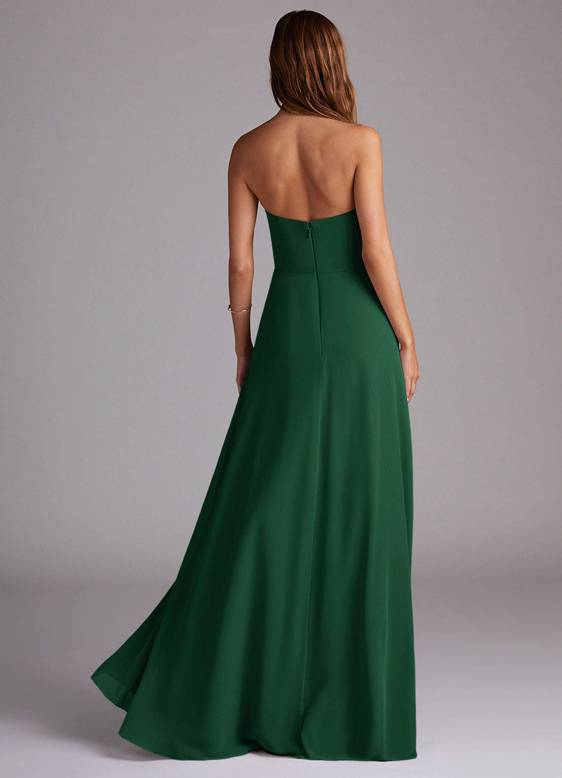 Azazie Wren Bridesmaid Dresses Dark Green A-Line Side Slit Chiffon Convertible Dress image1