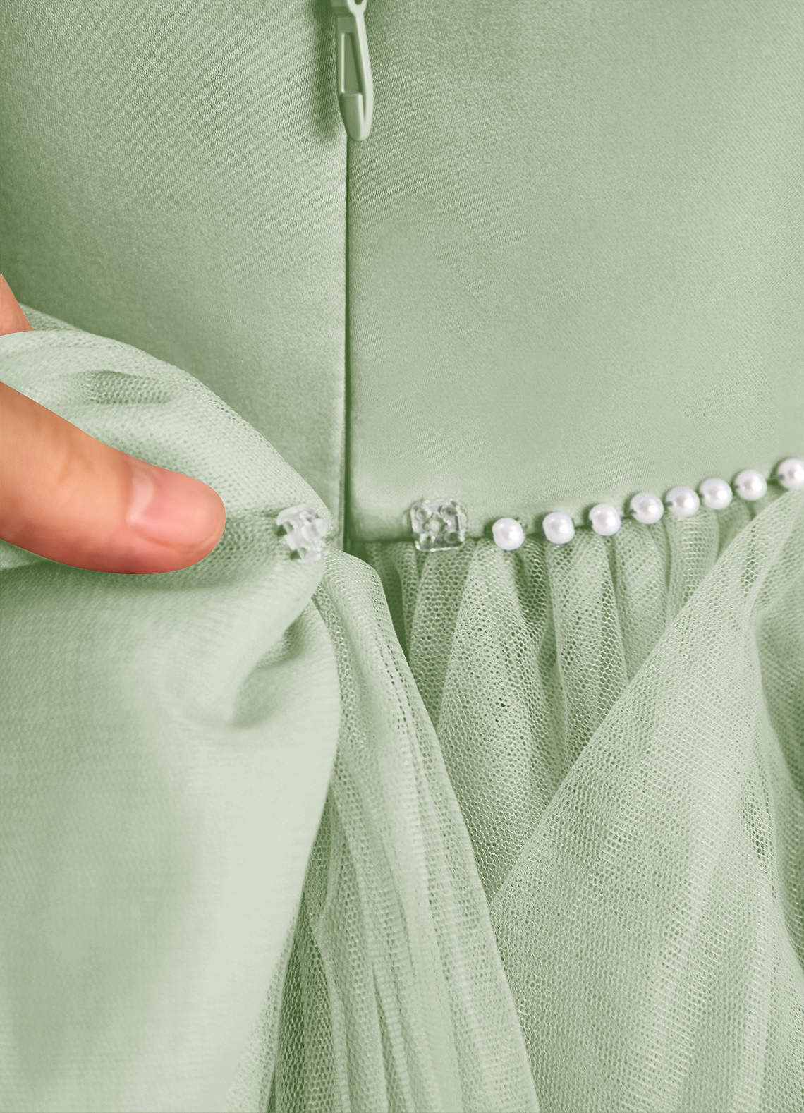Azazie Tinie Flower Girl Dresses Dusty Sage Ball-Gown Bow Tulle Dress image7