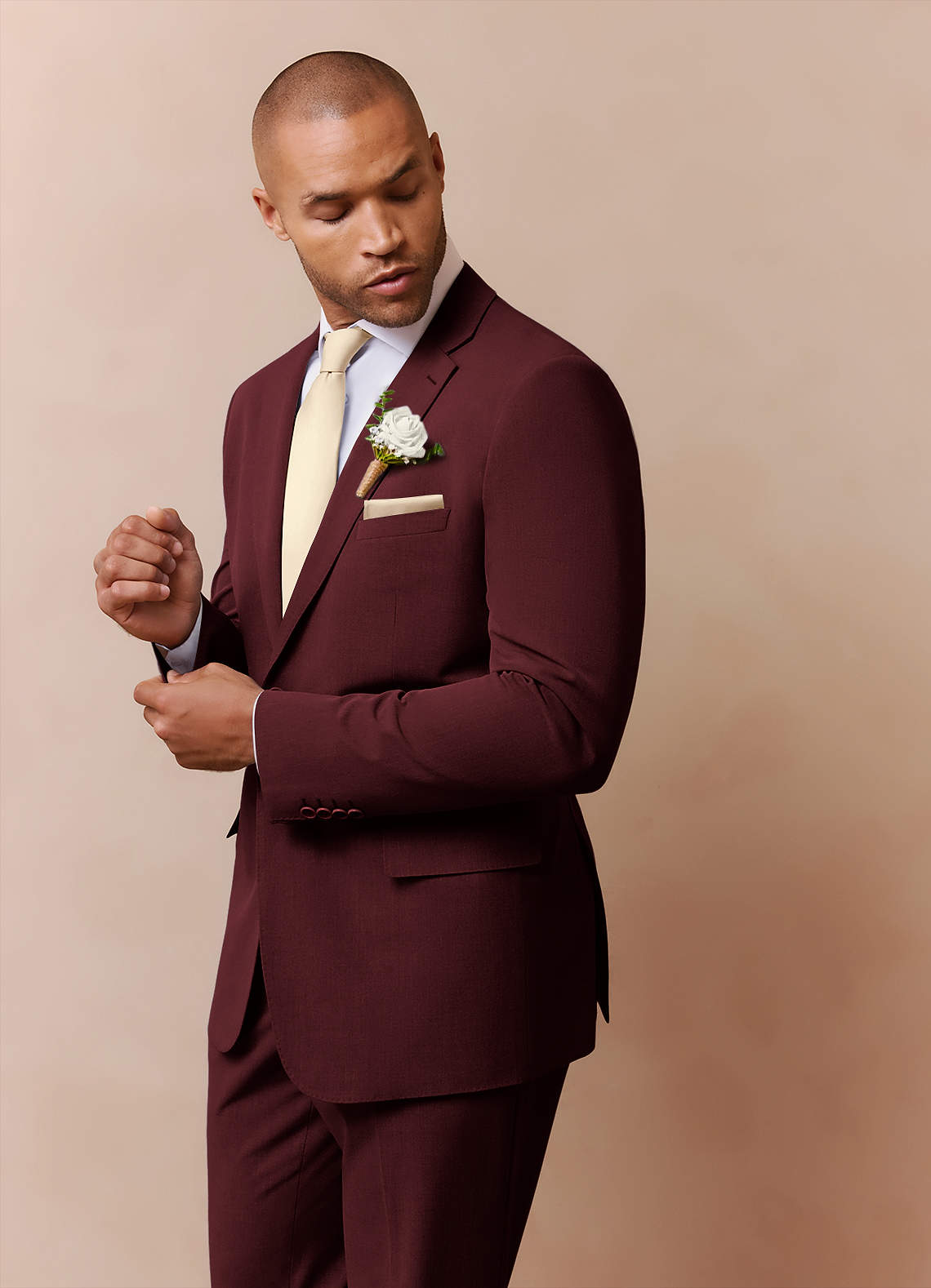 front Savile Burgundy Wool Blend Suit Jacket