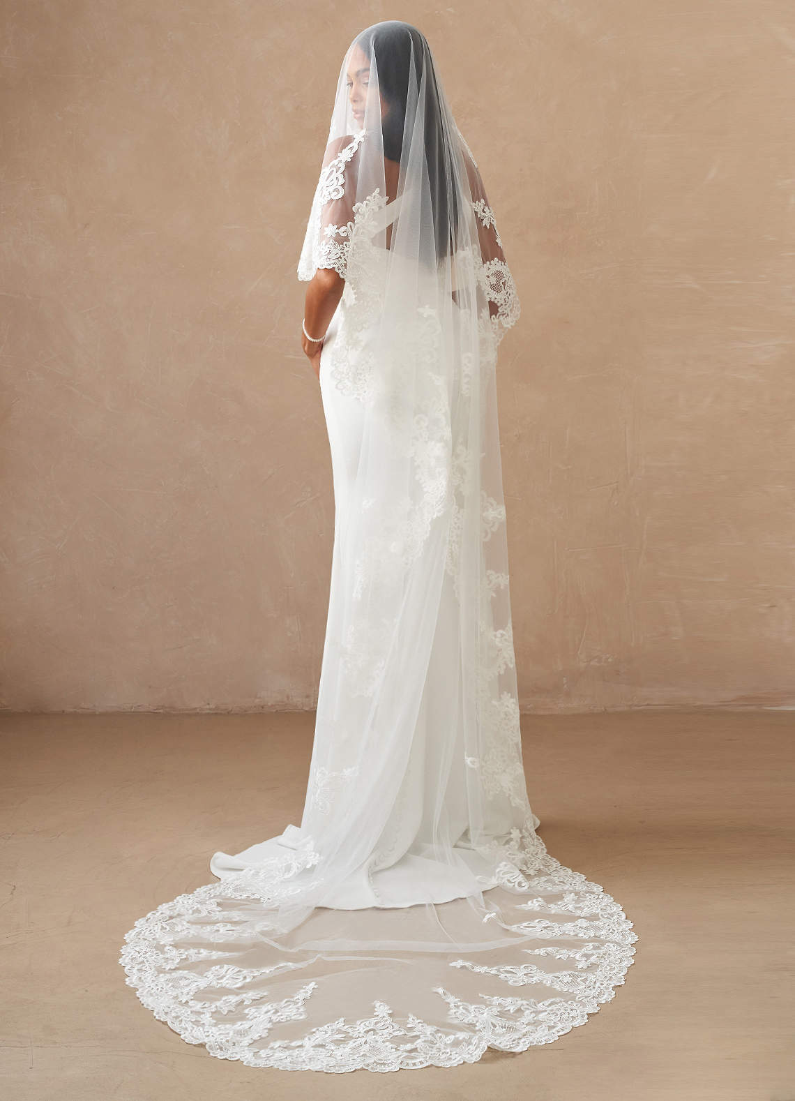 front Princess Lace Cathedral Veil With Blusher