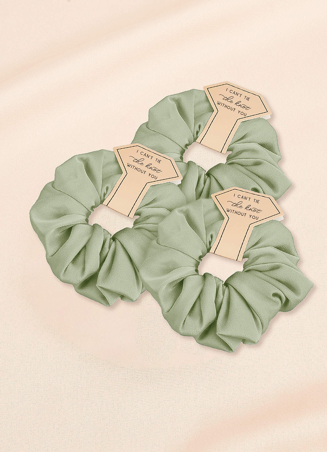 front Matching Color Bridesmaid Stretch Satin Over Size Scrunchies 3Pack
