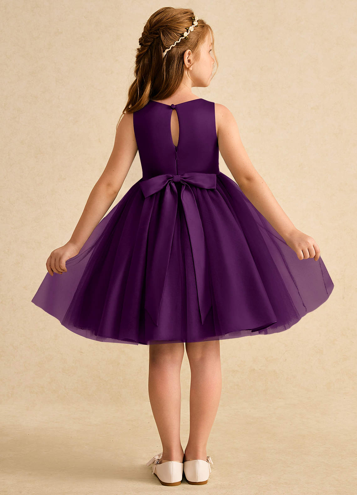 Azazie Prima Robe Trapèze en Tulle Arc Grain De Raisin Azazie